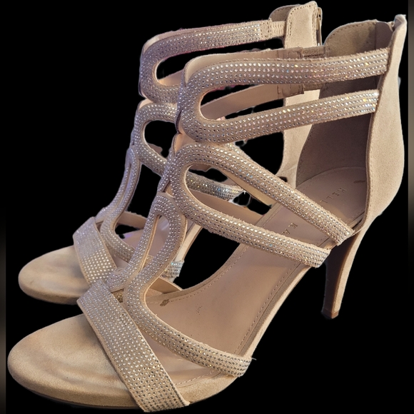 Kelly & Katie Nude Crystal Cutout High Heel Sandals Size 9M - Picture 2 of 6